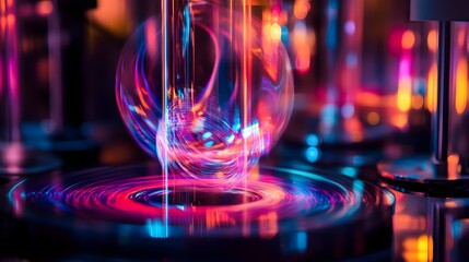 Poster - Holographic visualization showcasing the properties and behavior of superconductors in a cutting edge physics experiment set up in a research laboratory