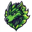 © Wafello - Vibrant green and black dragon head emblem design