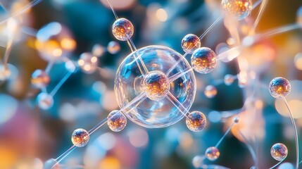 Poster - holographic visualization of atomic structure showcasing the arrangement of protons neutrons and ele