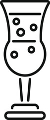 Poster - minimalist line art vector icon of a hurricane glass with cocktail and bubbles, isolated on a white 