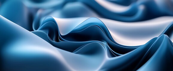 Wall Mural - Abstract blue and white 3D liquid wave.