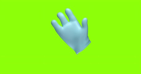 Poster - Blue glove floating over bright green background animation