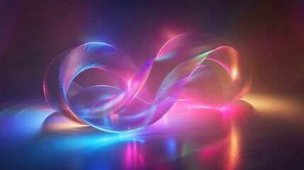 Wall Mural - Abstract Neon Light Ribbon on Dark Background