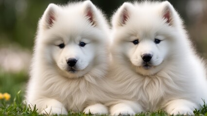 Wall Mural - Samoyed puppies