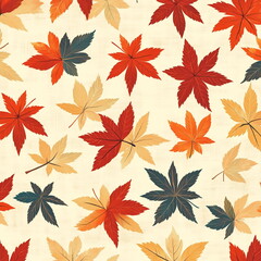 Wall Mural - seamless pattern with autumn maple leaves