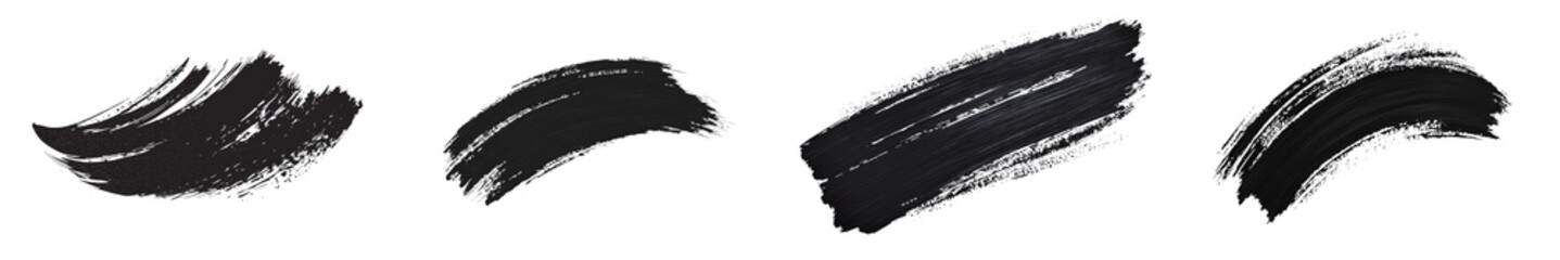 Poster - Makeup brush stroke, mascara, isolated on white background. Hand drawn texture swatch of black lashes.