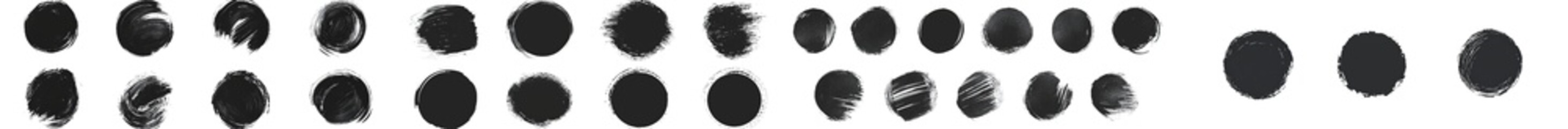Aufkleber - Grunge circle brush. Modern isolated web elements. Ink frames set. Black abstract grunge circle. Modern brush stroke. Stock photography.