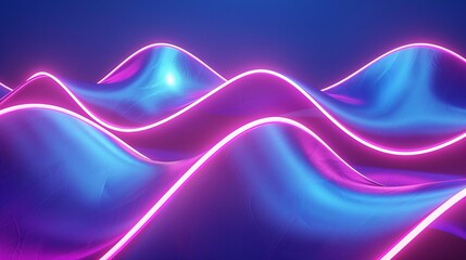Wall Mural - Abstract Neon Lights on a Wavy Surface