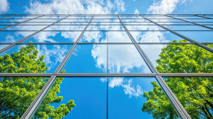 Wall Mural - A close-up of the reflection in modern glass windows