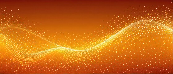 Canvas Print - Abstract Orange and White Wave with Glowing Particles