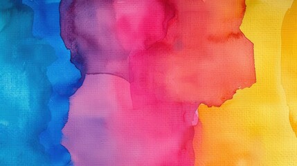 Canvas Print - vibrant abstract watercolor blotches, a dynamic composition showcasing bold primary colors blending 