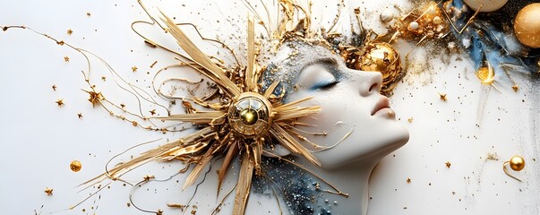 Wall Mural - Golden Beauty with Abstract Design.