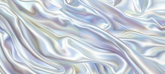 Wall Mural - Abstract background with iridescent pearlescent silk fabric. Holographic wavy texture.