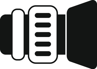 Aufkleber - black and white icon of a professional camera lens with focus ring, perfect for representing photogr