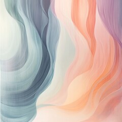 Wall Mural - Abstract painting with blue, pink, and orange swirling lines on a white background.