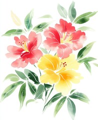 Poster - Flowers isolated on white background with watercolors