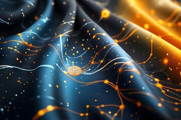 Poster - Abstract Network Background with Glowing Lines and Dots.