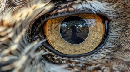 Poster -  A tight shot of an owl's eye, mirroring a central figure in its reflective orb