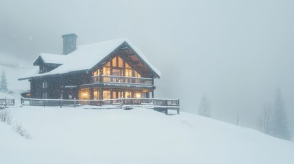 Poster - Cozy Cabin in a Snowy Winter Wonderland