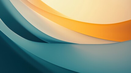 Wall Mural - Abstract Background with Curved Shapes in Teal  Orange  and Beige