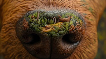 Dog Nose with Forest Scene Illustration