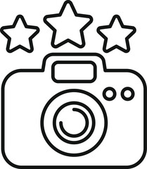 Aufkleber - line art vector of a camera getting a five stars rating, representing photography quality