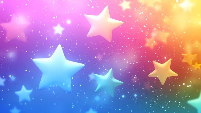 colourful with cute stars background. Generative AI.