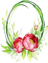 Poster - A watercolor crest and a romantic frame with flowers is included in this card template.