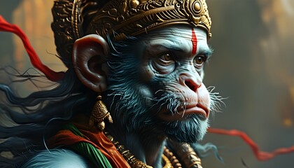 Wall Mural - Hanuman: Divine Monkey Chief and Avatar of Vishnu, Son of Wind God and Incarnation of Shiva