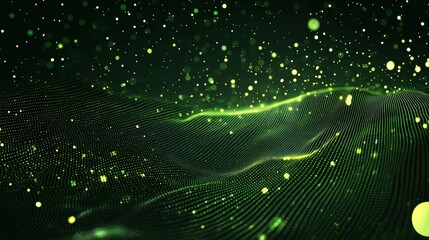 Abstract Green and Gold Dotted Wave Background