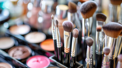 makeup brushes and palette