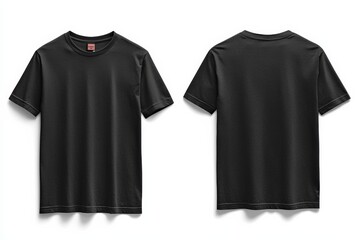 Black Tshirt Mockup Front and Back Isolated created with Generative AI