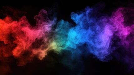 Poster - close-up of a burst of colorful smoke in various shades, rising against a dark background to emphasi
