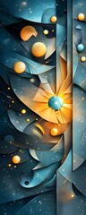 Wall Mural - Abstract Geometric Art with Gold and Blue.