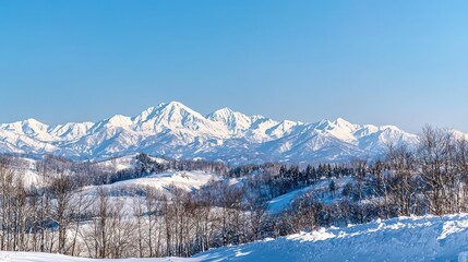 Poster - Snowy Mountain Range Landscape in Winter