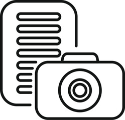 Aufkleber - line icon of a camera taking a picture of a document, representing scanning or digitizing