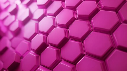 Fototapete - Abstract Background, 3D hexagonal grid in analogous colors of pink, purple, and magenta, with a glossy texture and subtle lighting effects