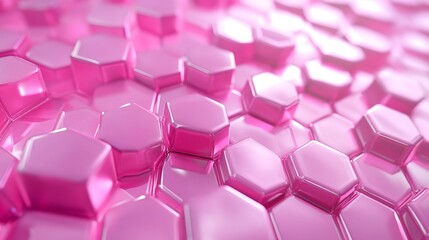 Fototapete - Abstract Background, 3D hexagonal grid in analogous colors of pink, purple, and magenta, with a glossy texture and subtle lighting effects