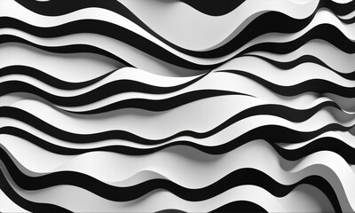 Wall Mural - Black and white abstract waves texture background