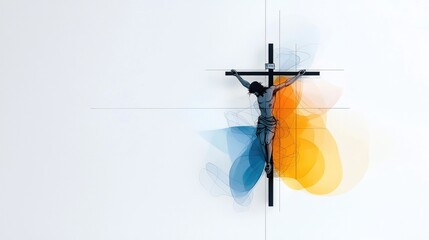 Wall Mural - Modern Minimalist Crucifixion of Jesus with Abstract Colors