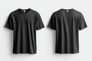 Black Tshirt Mockup Front and Back Isolated created with Generative AI