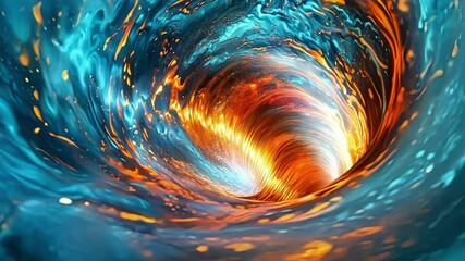 Wall Mural - Mesmerizing vortex of swirling fire and energy in vibrant colors draws you in, feeling like a cosmic portal to a magical universe