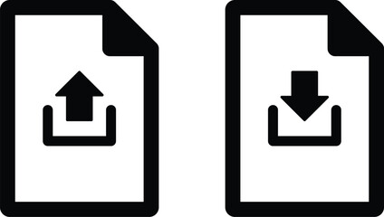 Poster - upload and download document icons . file upload and file download icon vector