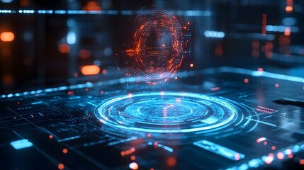 Poster - holographic digital asset tracking system featuring a modern dashboard interface with real time data