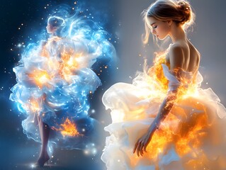 Canvas Print - Woman in a Gown of Fire and Ice.