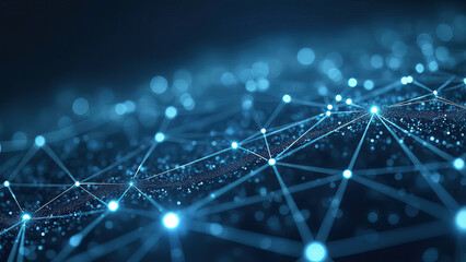 Poster - Abstract network with glowing blue nodes and lines tech background
