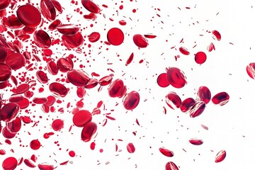 Artistic view of erythrocytes streaming, isolated on a white field