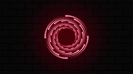 Poster - Glowing red light ring. Futuristic loading circles and dots animation. Red loading animation of progressing. Red neon lights