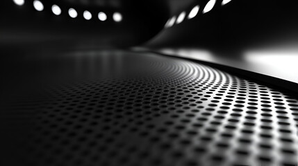 Aufkleber - Abstract metallic surface with perforated texture in a modern architectural setting illuminated by soft light