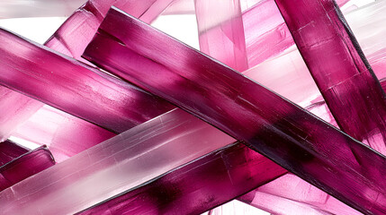 Aufkleber - Abstract composition of translucent pink and clear strips intertwined in a creative arrangement with bright lighting